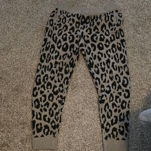 EJockey Womens Leopard Print Joggers - Black and Gray